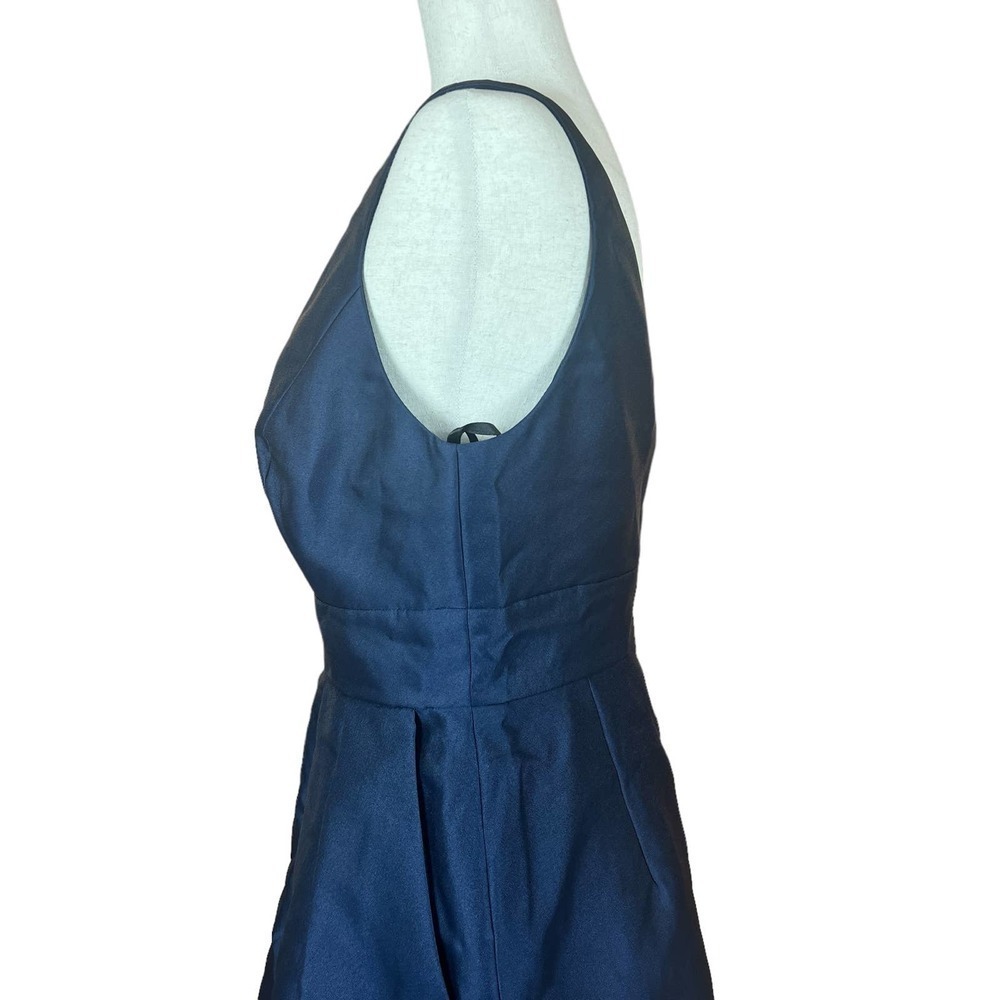 ALFRED SUNG MIDNIGHT BLUE V- NECK SATIN COCKTAIL DRESS SIZE 8 NWT - Picture 7 of 14